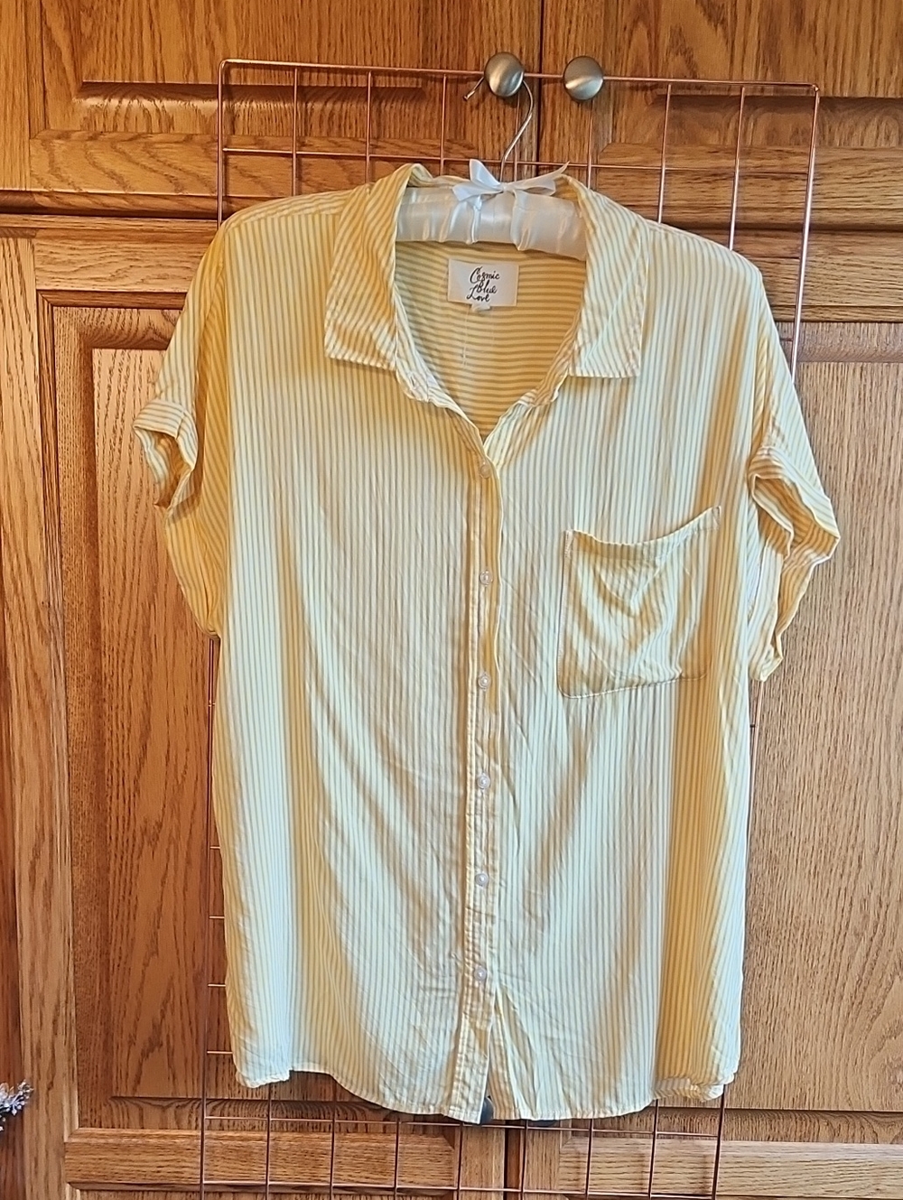 Yellow Striped Button-Down Shirt
